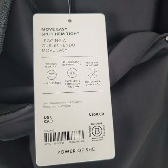 Athleta Move Easy Split Hem Pant Nylon Stretch Black Size 0 NWT - Picture 12 of 13